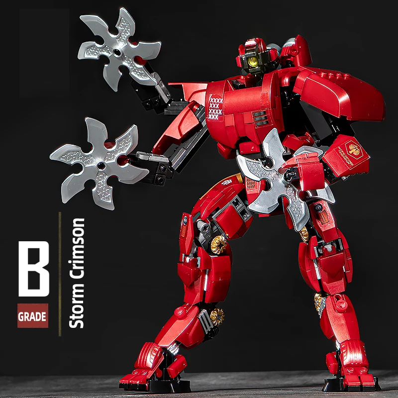 Red Storm Mecha Robot Building Blocks Assembled Model Toys 698PCS Small Ranger Brick Assembly Children's Gift Hobby Collection