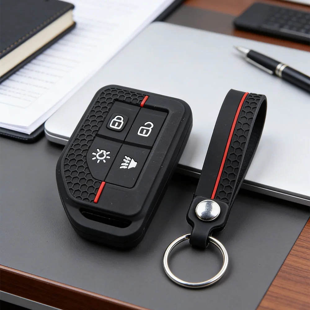 Practical Textured Silicone Remote Key Cover With Keychain for Volvo New FM FH FH16 Tractor Van Heavy Truck Truck Key Shell