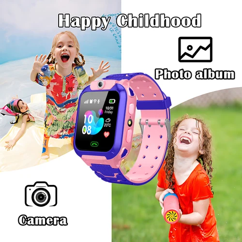 Imagen 2 del producto Para Android niños reloj inteligente SOS ubicación GPS videollamada tarjeta Sim para niños reloj inteligente cámara reloj impermeable para niños niñas