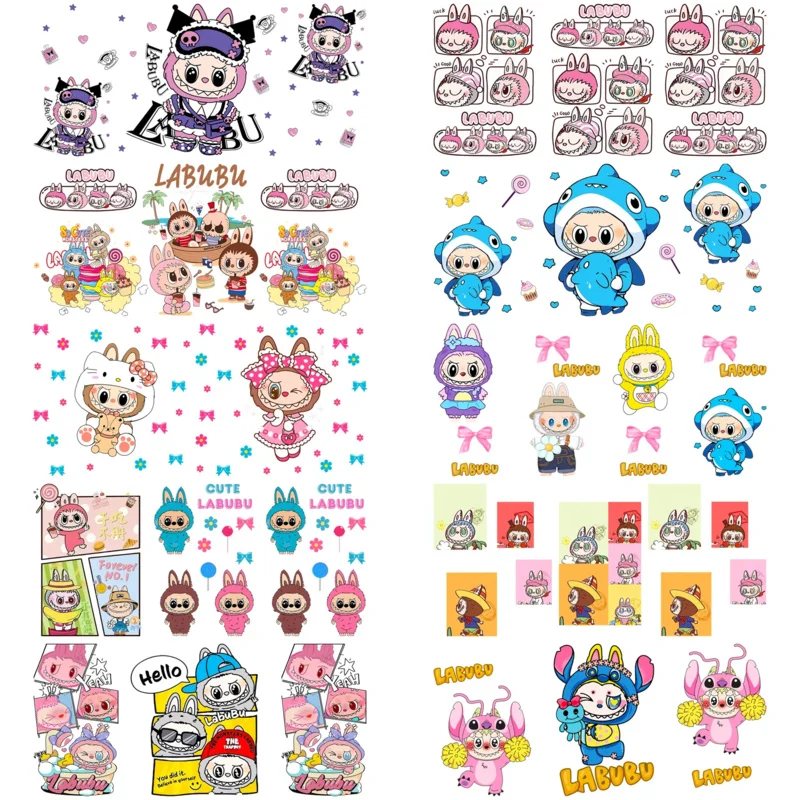 

10 sheets plush doll Series easy peel waterproof DIY Decals 3D transfers uvdtf stickers 16oz uv dtf cup wraps for Libbey Glasses