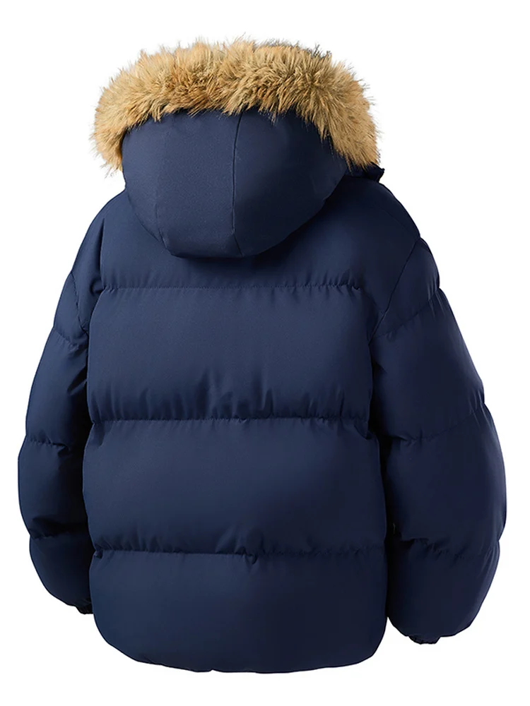 جايت شتوي للرجال من القطن مع معطف بغطاء للرأس من فرو المنك قابل للإزالة بتصميم نسر جبل أمريكي عتيق ملابس خارجية #3