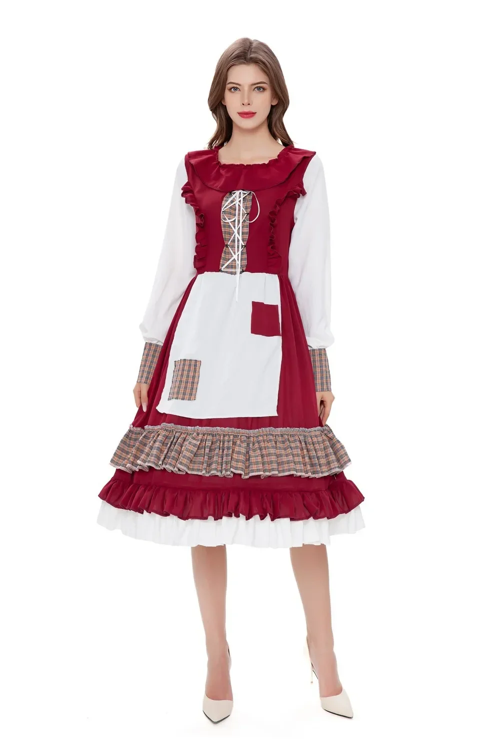 Halloween Adult Red Riding Hood Cosplay Costume Farm Maid Costume Party Costume