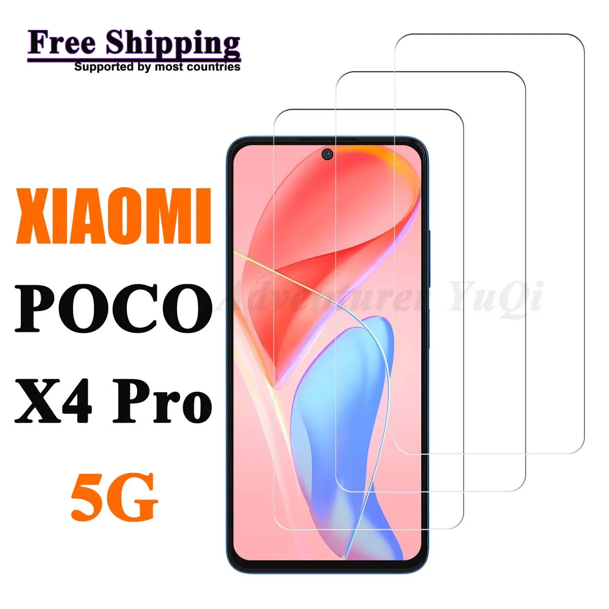 Screen Protector For XIAOMI POCO X4 Pro 5G, Tempered Glass HD 9H Transparent Clear Anti Scratch Case Friendly High Aluminum