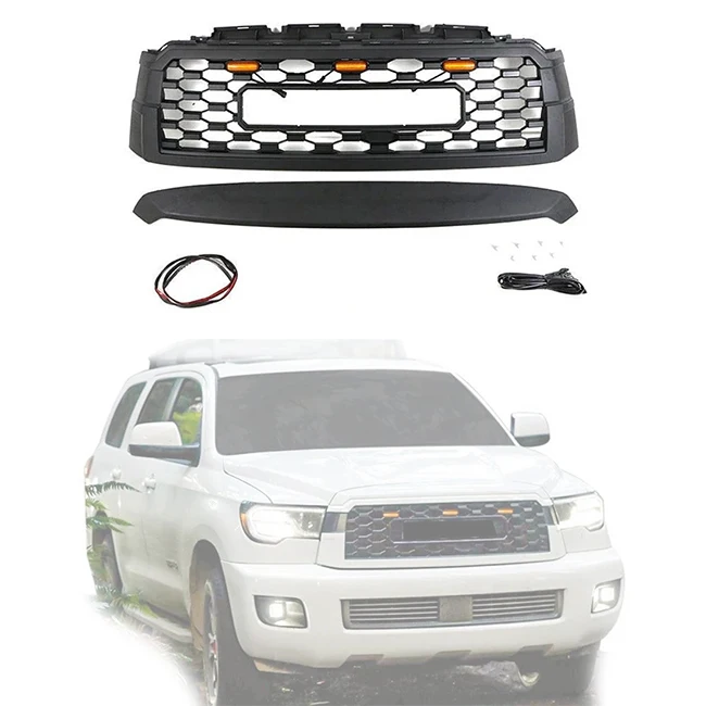 

LUMA Accessories 4x4 Offroad Black ABS Plastic Car Bumper Grill Fit For Toyota Sequoia 2010-2018 & 2019-2021 Models