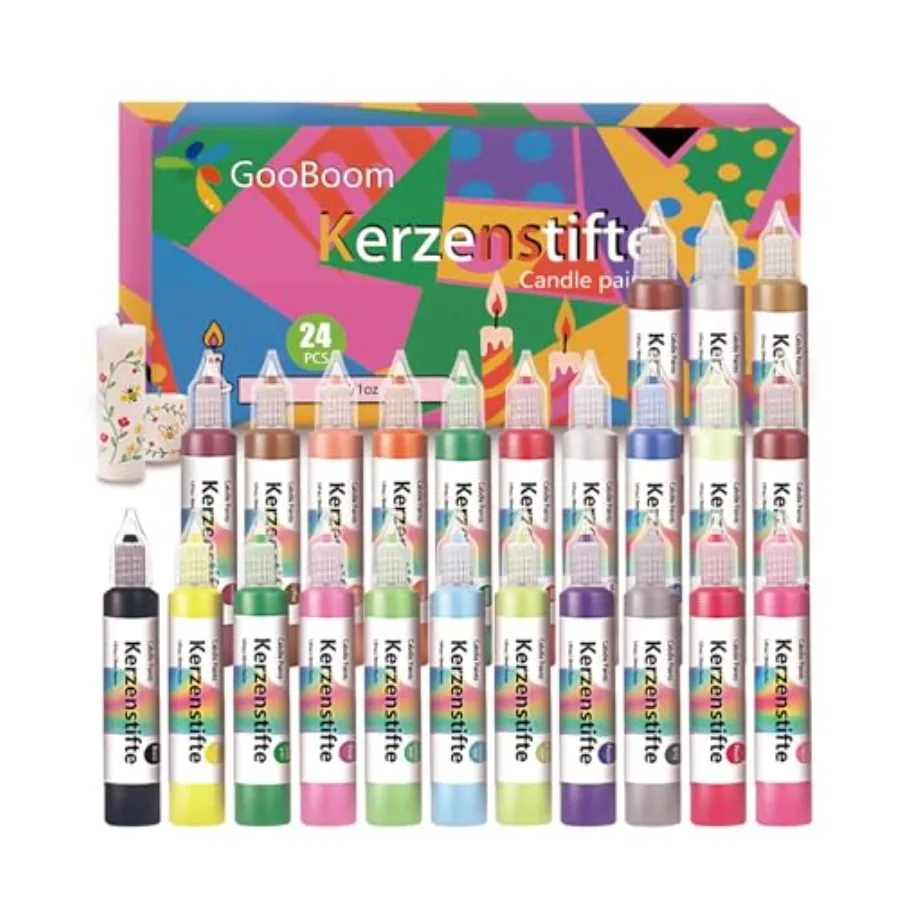 

GooBoom Candle Wax Pen 24-Color Candle Painting kit for DIY Projects Birthday Party Special Occasions Create Colorful Candles A