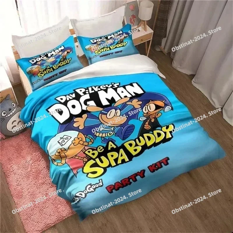 DOG MAN Cute Cartoon Pattern Bedding Set Duvet Cover Full Queen King Size Pillowcase Bed Printed Aldult Kid Bedroom Single Twin