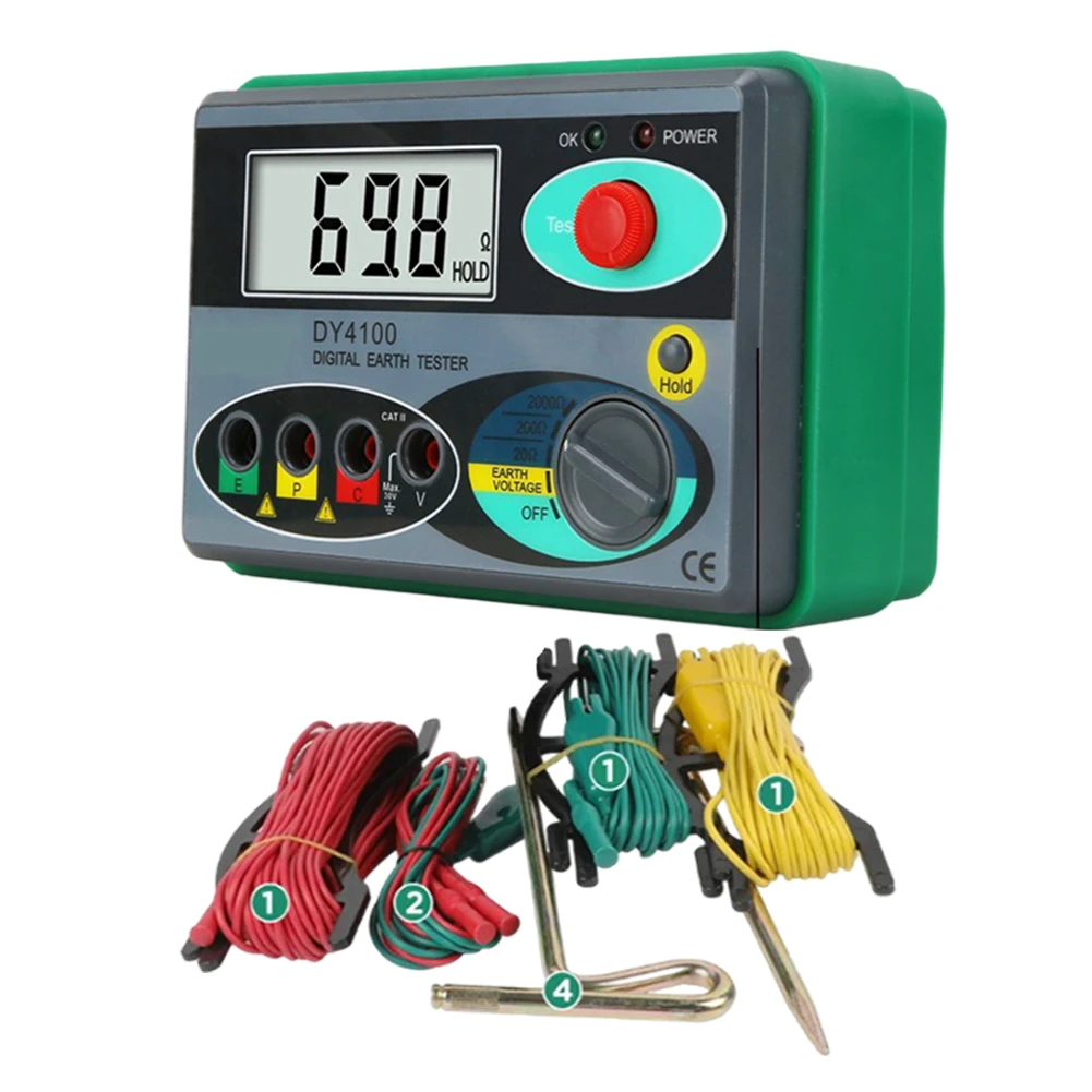 

Ground Resistance Meter Digital Earth Ground Resistance Meter Overload Protection Inspection Electrician For Communications