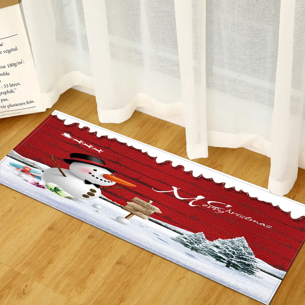 Snowman Bedroom Carpet Merry Christmas Kitchen Rug Bath Mat Xmas Tree Decor Kids Play Rug Memory Foam Indoor Doormat