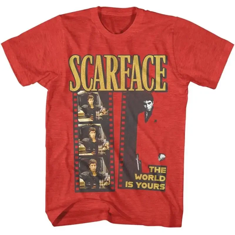 Scarface Movie T Shirt 1983 Film Strip Tony Montana Al Pacino New Mens Red