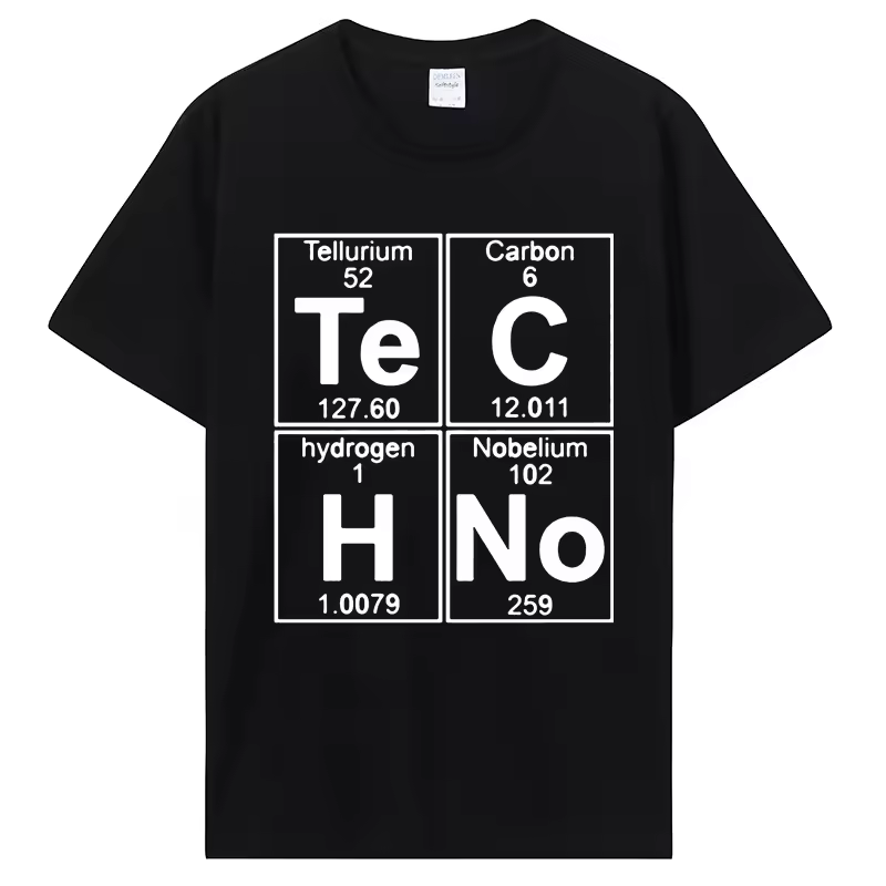 Nieuwe Grappige Grafische T-Shirt Mens Te C H Geen Techno Pop Muziek Korte Mouwen T-Shirt Katoenen O-hals Hiphop Unisex Top Oversized