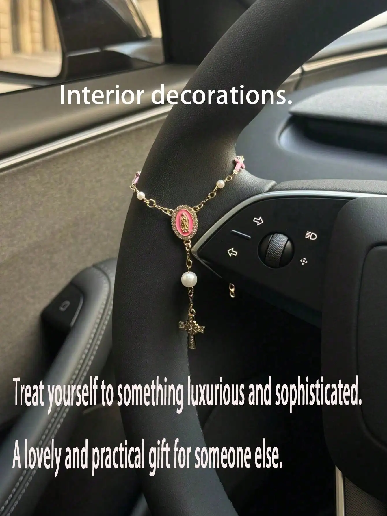 Car cross pendant, high-end vehicle hanging accessory for women, interior car decoration, car cross pendant.