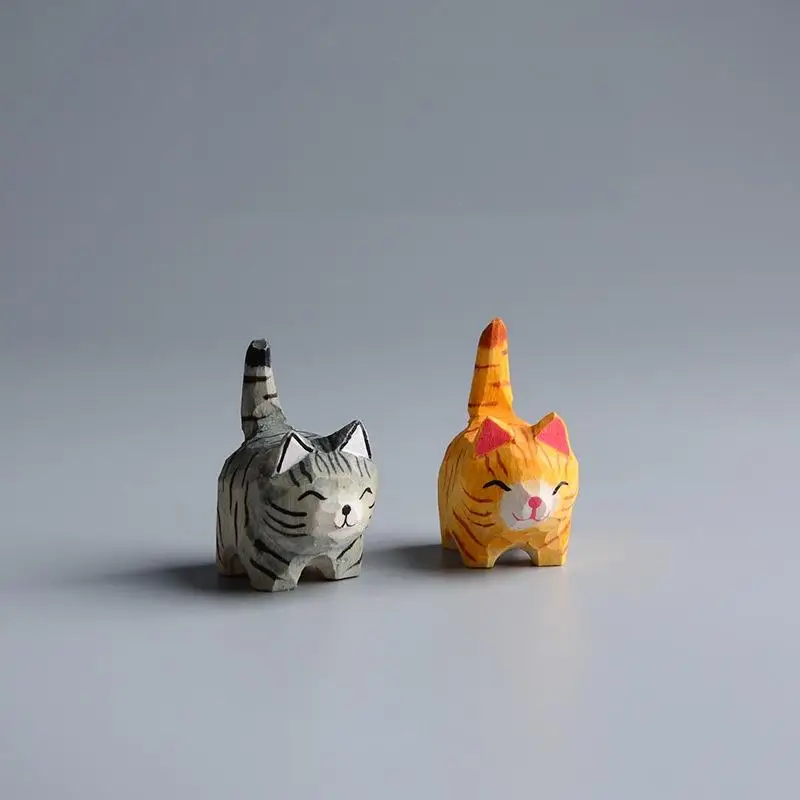 Kreativer Handgefertigter Holzgeschnitzter Katzen-Schlüsselanhänger Leichter Lustiger Anhänger Unisex-Schlüsselring als Geschenk für Katzenliebhaber – Detail 7