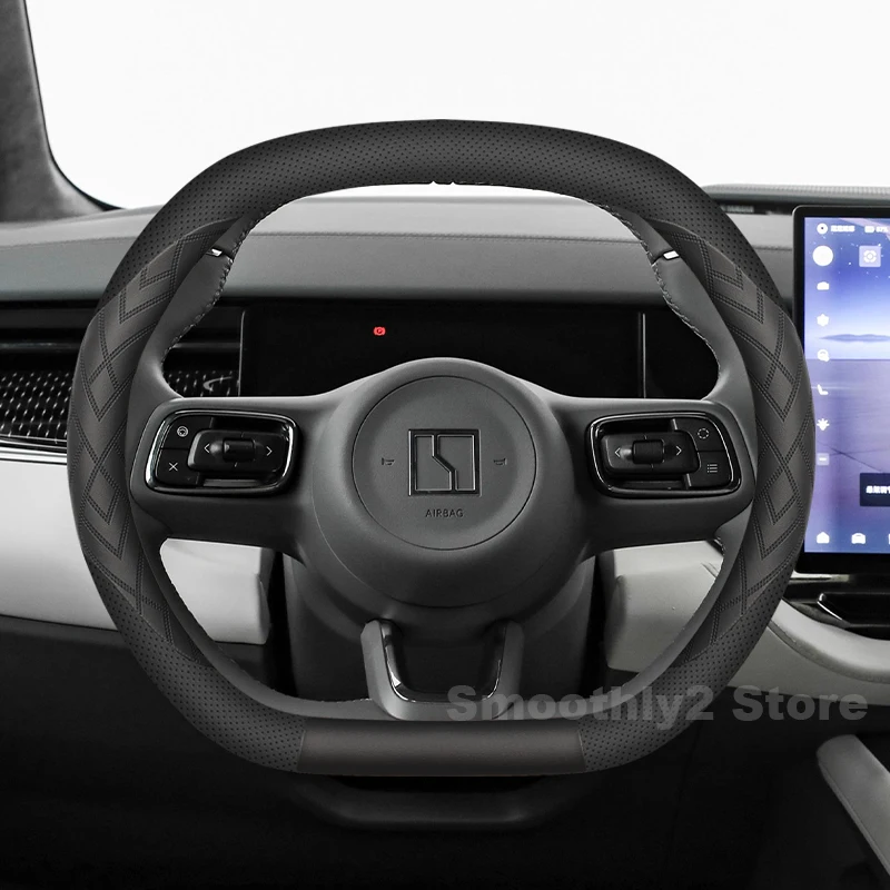 

Leather Car Steering Wheel Cover For ZEEKR 009 2024 2025 Non-slip Auto Steering Wheel Cover interior ZEEKR 009 Accessories