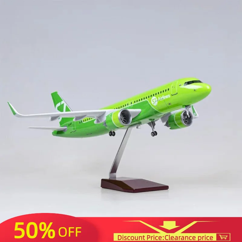 New 47CM 1/80 Airplane A320NEO A320 NEO Siberia S7 Airlines Model Toy Light & Wheel Landing Gear Diecast Resin Plane Model Decor