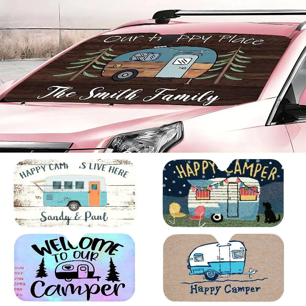 

Personalized Happy Camper New Personalized Windshield Sunshade Car Window Windshield Cover Car Sunshade Car Cover Car Sunsha