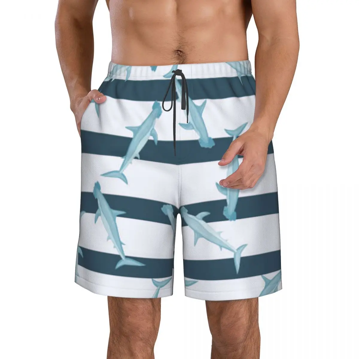 

Men's Swim Shorts Trunks Hammerhead Shark Cute Beach Board Shorts Running Sports Surfing Swimwear