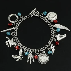 Movie Percy Jackson Pendant Bracelet Simple Vintage Silver Color Crystal Beads Charm Bracelet Fashion Jewelry Accessories