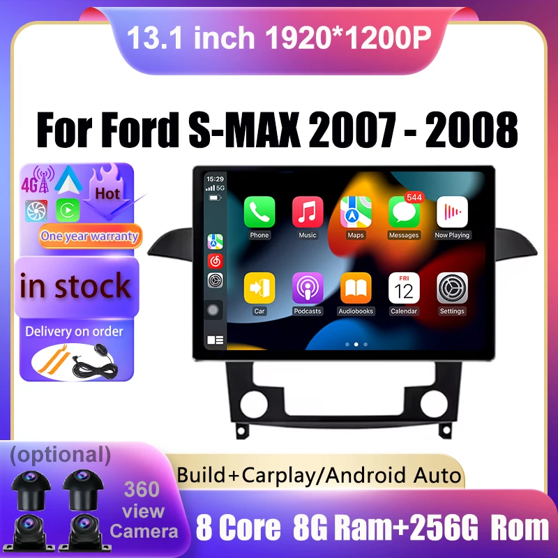 

Android 14 Car Radio 13.1‘’ Screen For Ford S-MAX 2007-2008 Navigation GPS Multimedia Video Player Android Auto Head Unit Tools
