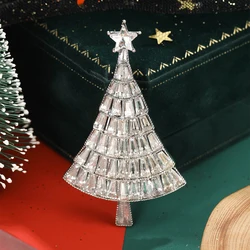Christma’s Rhinestone Christmas Tree Brooch for Women Unisex Glass Plant Pins Event Party Decoration Clothes Accessories