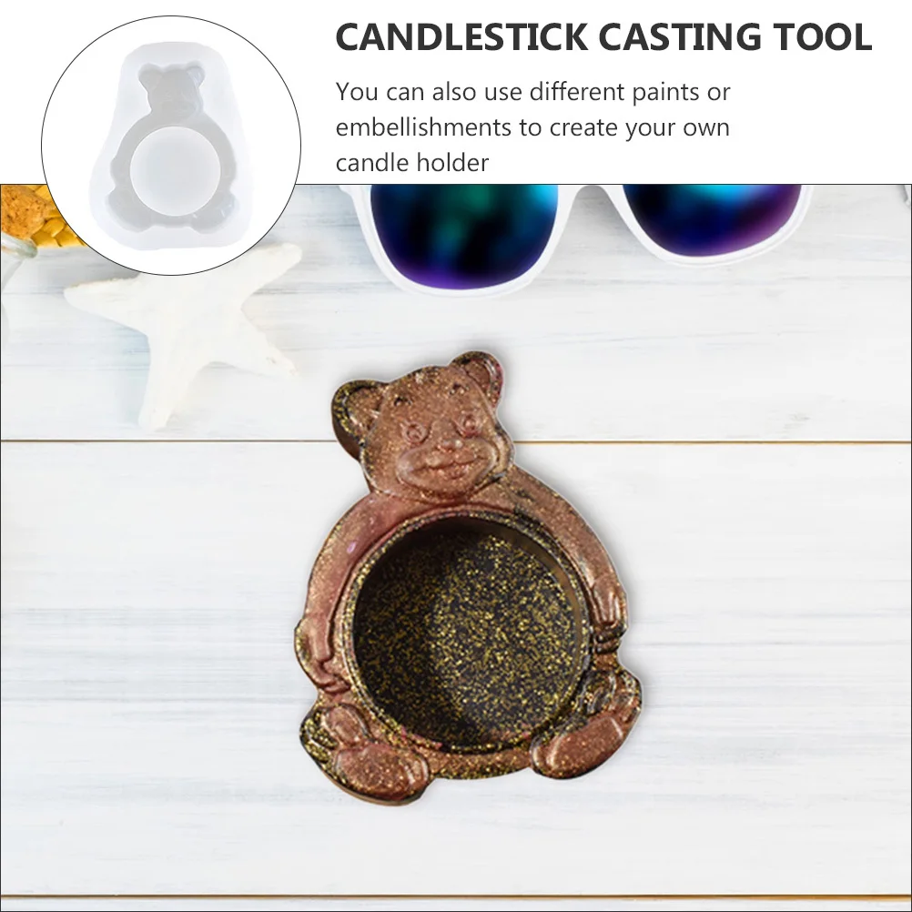 

1Pcs Bear Shape Holder Mold DIY Silicone Mold for Making Resin Crafts Candlestick Casting Tool DIY Silicone Mould