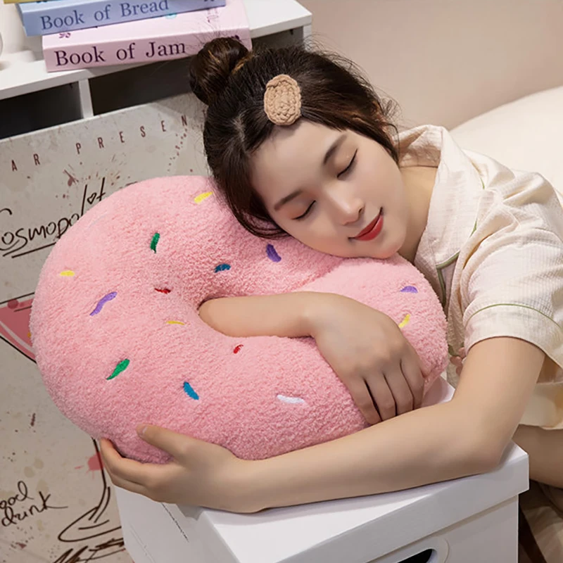 40cm 3D Donut Plush Cushion Cute Round Cake Throw Pillow Sofa Seat Cushion Girl Office Nap Mat Creative Kids Gift DIY Home Decor