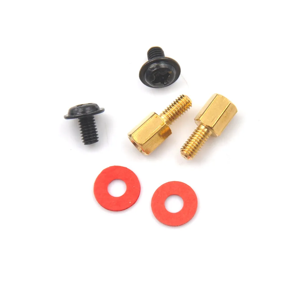 36pcs( 12x Screw+12x Motherboard Riser +12x Washer) 6.5mm 6-32-M3 Computer Golden Motherboard Riser+Silver Screws + Red Washers