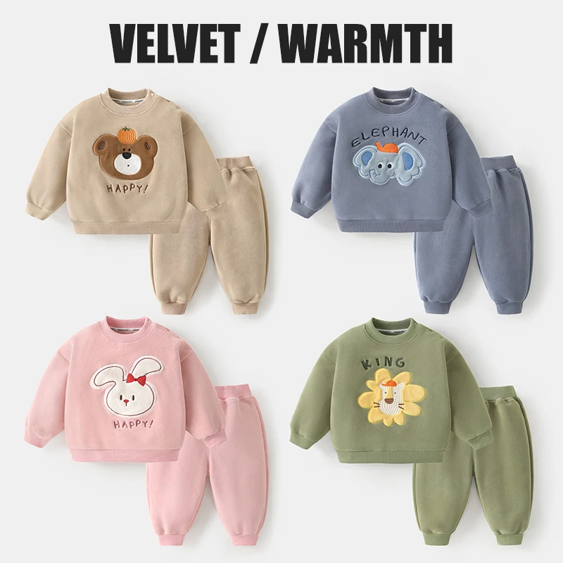 Ircomll 2pcs Children Clothes Sets Autumn Winter O'neck Cartoon Sweatshirt+Pants Sport Suits For Kids Toddler Outfit Clothing