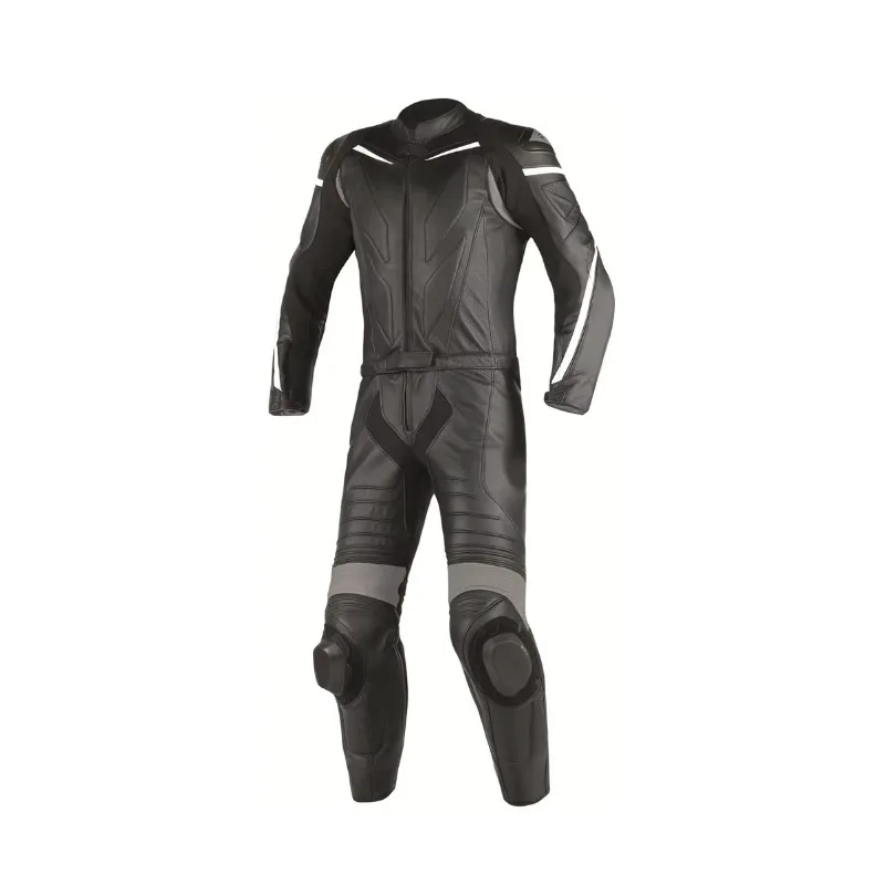 

Motorcycle racing suit with reinforced stitching, impact protection, breathable lining