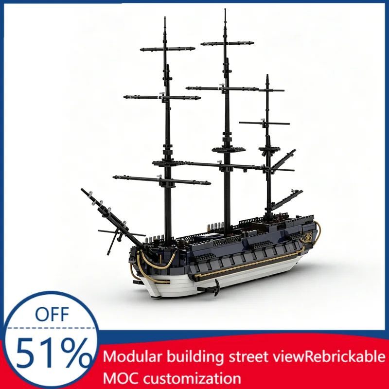

2845Pcs La Grenouille Pirate Warship Custom Building Blocks Sailing Ship Model Educational Assembly Toy Collectors Festival Gift