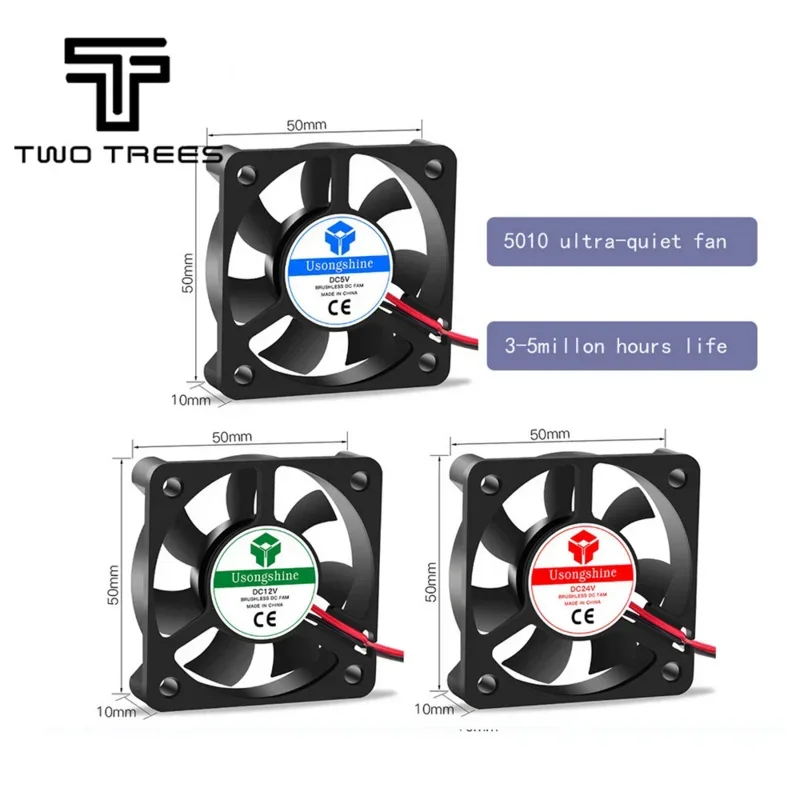 3D-Druckerkühlung 3010 4010 5010 4020 DC 5/12/24 V Bürstenloser Kühler für Kühlkörper, Kühler, 2-polige Lüfter