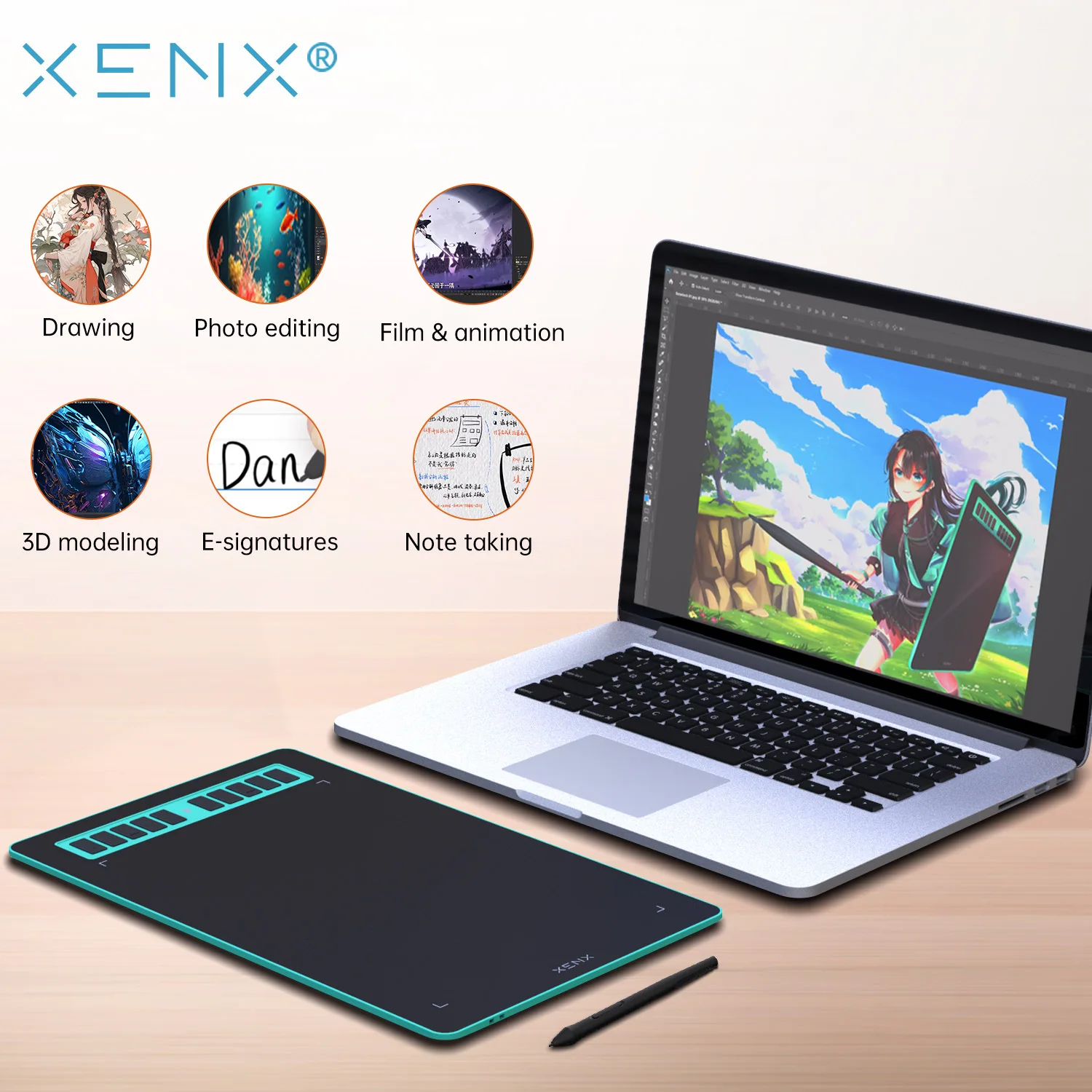 XENX P3-1060 10x6 Inch Drawing Tablet Graphics Pen Tablet for PC Phone Digital Hand Drawing Writing