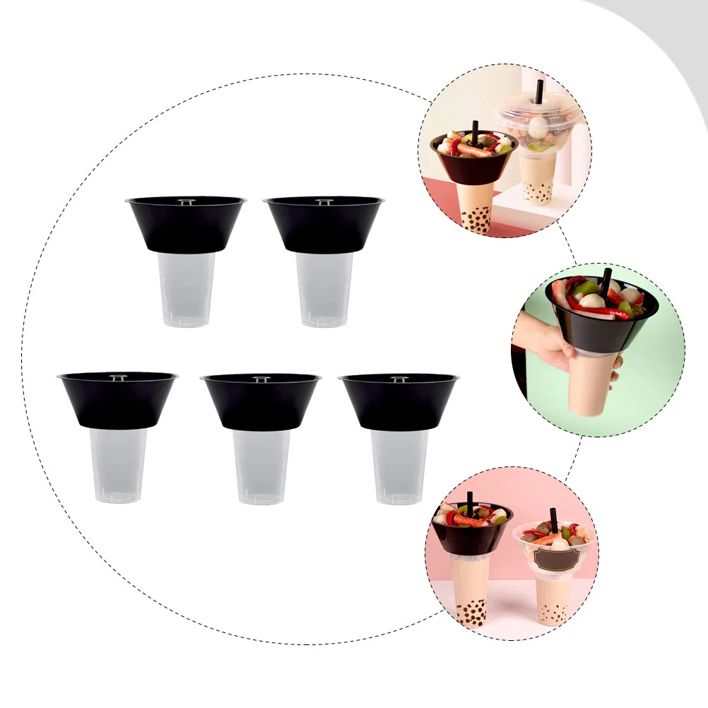 5 Sets Drink Cup Versatile Convenient Milk Tea Hot Pot Shape Snacks Holder Plastic Holding Trays Sour Powder Soda Water