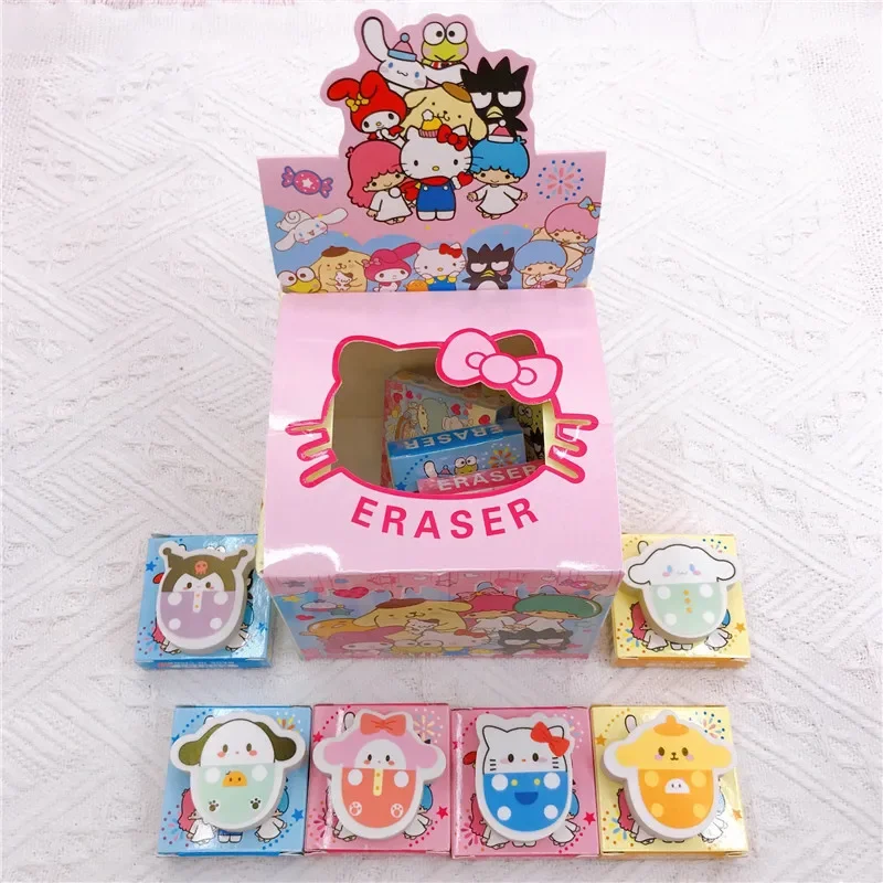 Sanrios Kawaii Hello Kitty Erasers Anime Figures Melody Kuromi Cinnamoroll Carton Student School Supplies Child