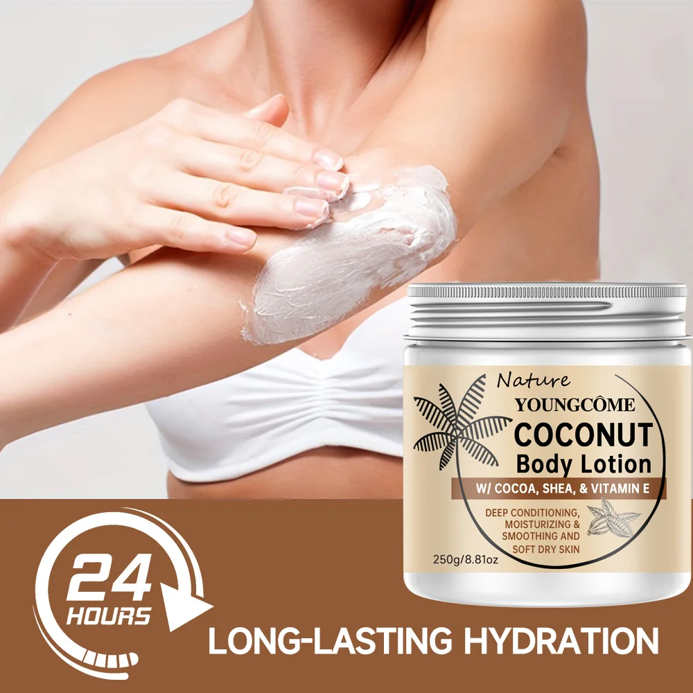 YOUNGCOME Coconut Extract Body Cream Intense Nourishment Tenderizes Rough Skin Non-Greasy for Smooth Skin Suitable for Everyone