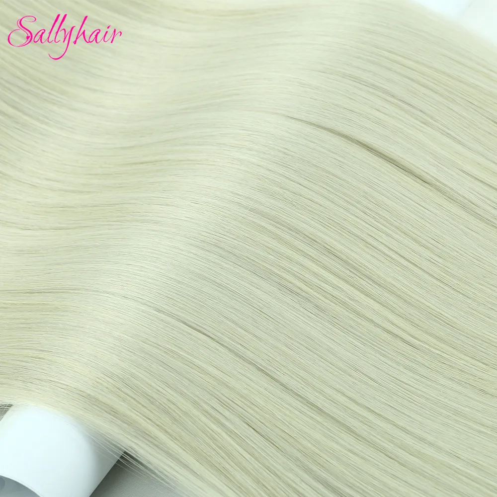 Sallyhair Bone Straight Synthetic Hair Bundles Natural Hair Extensions Fake Fibers Super Long Yaki Straight Blonde Hair Weaving