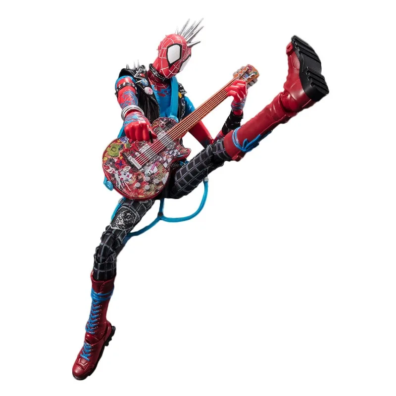 Marvel The Avengers Spiderman Anime Movie Creative Personalized Guitar Punk Style Joint Movable Desktop Ornament Car Decoration