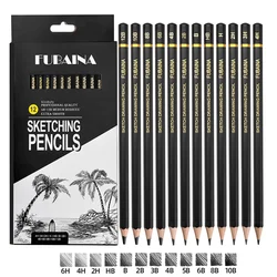 Juego de lápices de dibujo profesional para bocetos, lápices de arte, lápices de sombreado de grafito para principiantes y artistas profesionales, 12 piezas