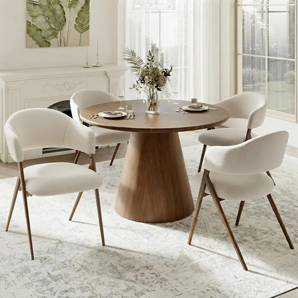 

Dining Chairs Set o 4, Century ern Dining Room Kitchen Dinner Chairs with Iron Legs, Open Back and Padded Seat, or Living Room/B