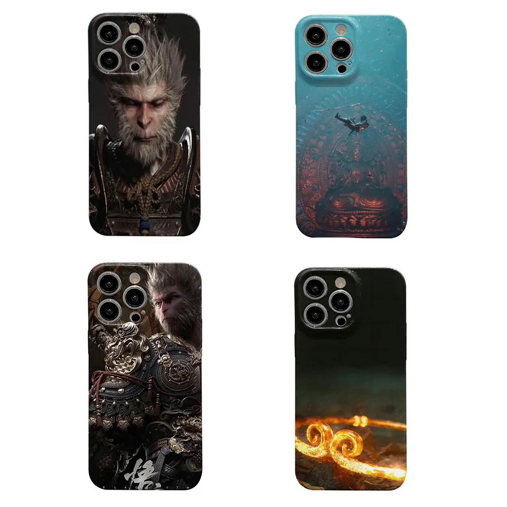 جراب مقاوم للصدمات صلب للهاتف ، أسطورة سوداء صن ووكونغ ، جراب هاتف نحيف مضاد للسقوط ، جراب هاتف كرتوني لهاتف آيفون 15 برو