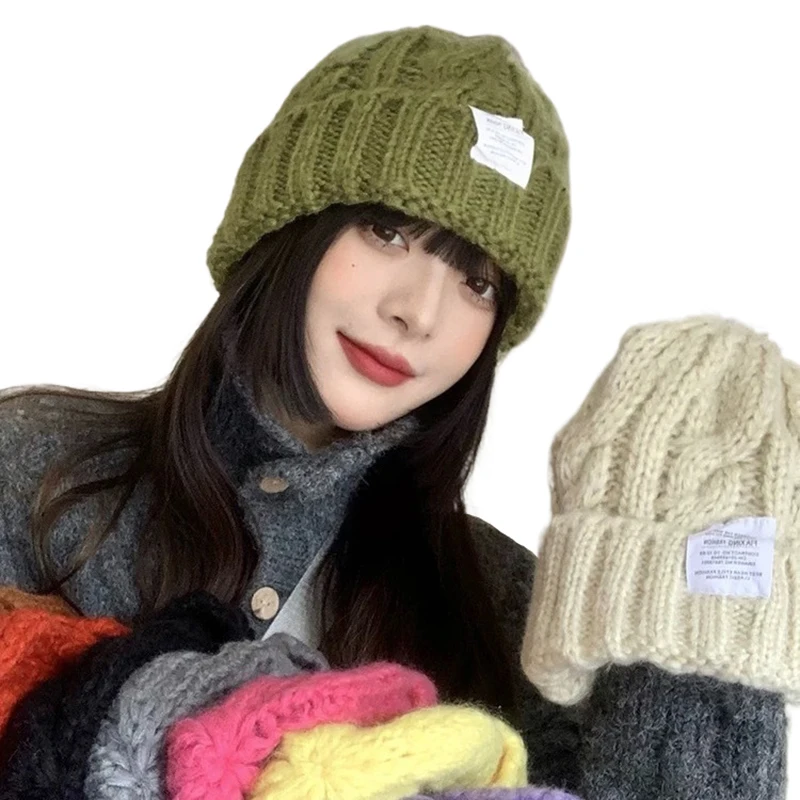 Nuevo gorro de invierno para mujer, gorros de punto para mujer, gorro de lana cálido a la moda para parejas, gorro de invierno para mujer, gorro femenino trenzado 2024