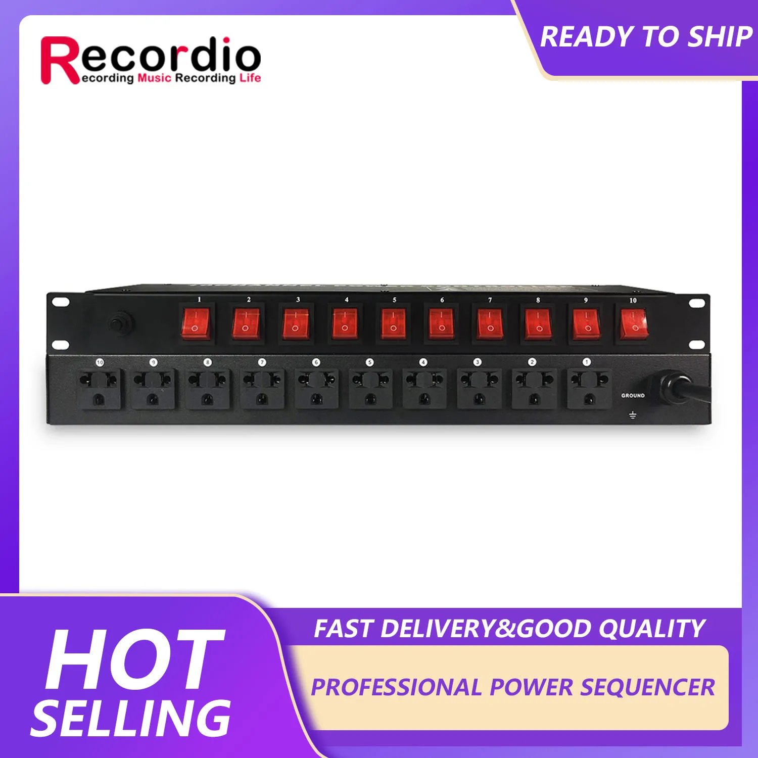 GAX-1016 Professional 10 Channel High Power Equipment Power Supply Controller Independent Air Switch Power Sequencer