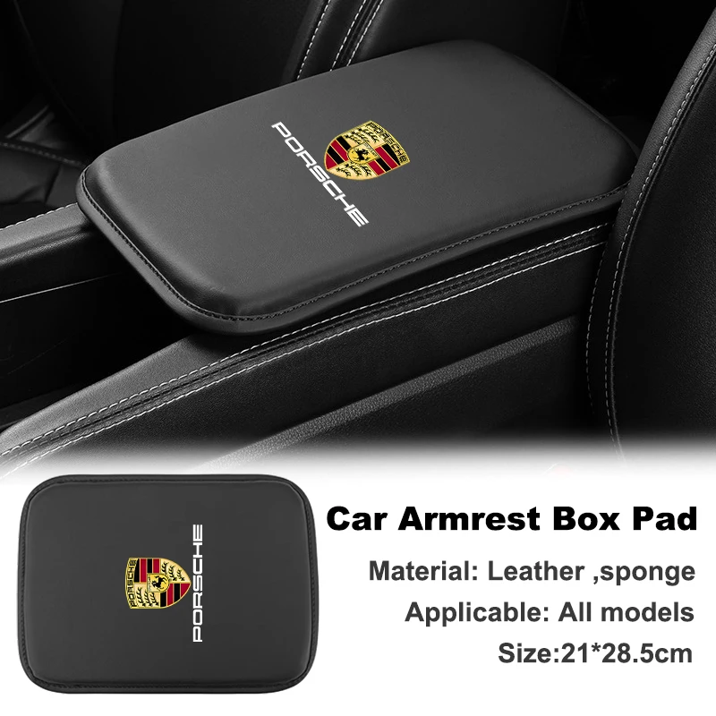 Car Armrest Box Pad Leather Auto Armrest Mat Car Accessories For Porsche Cayenne Panamera Macan Boxster 911 Carrera-GT 928 944