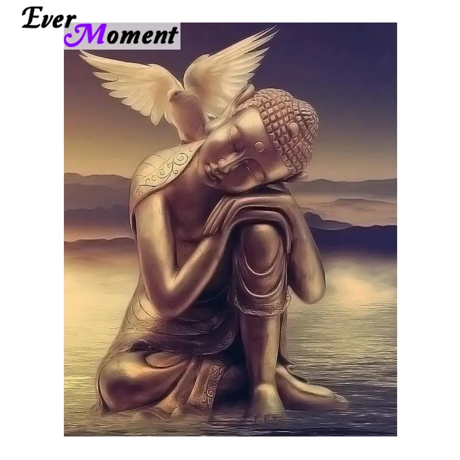 Ever Moment 5D Diamond Painting Buddha White Pigeon Diamond Embroidery Religion 3D Diamond Cross Stitch Hobby DIY ASF872