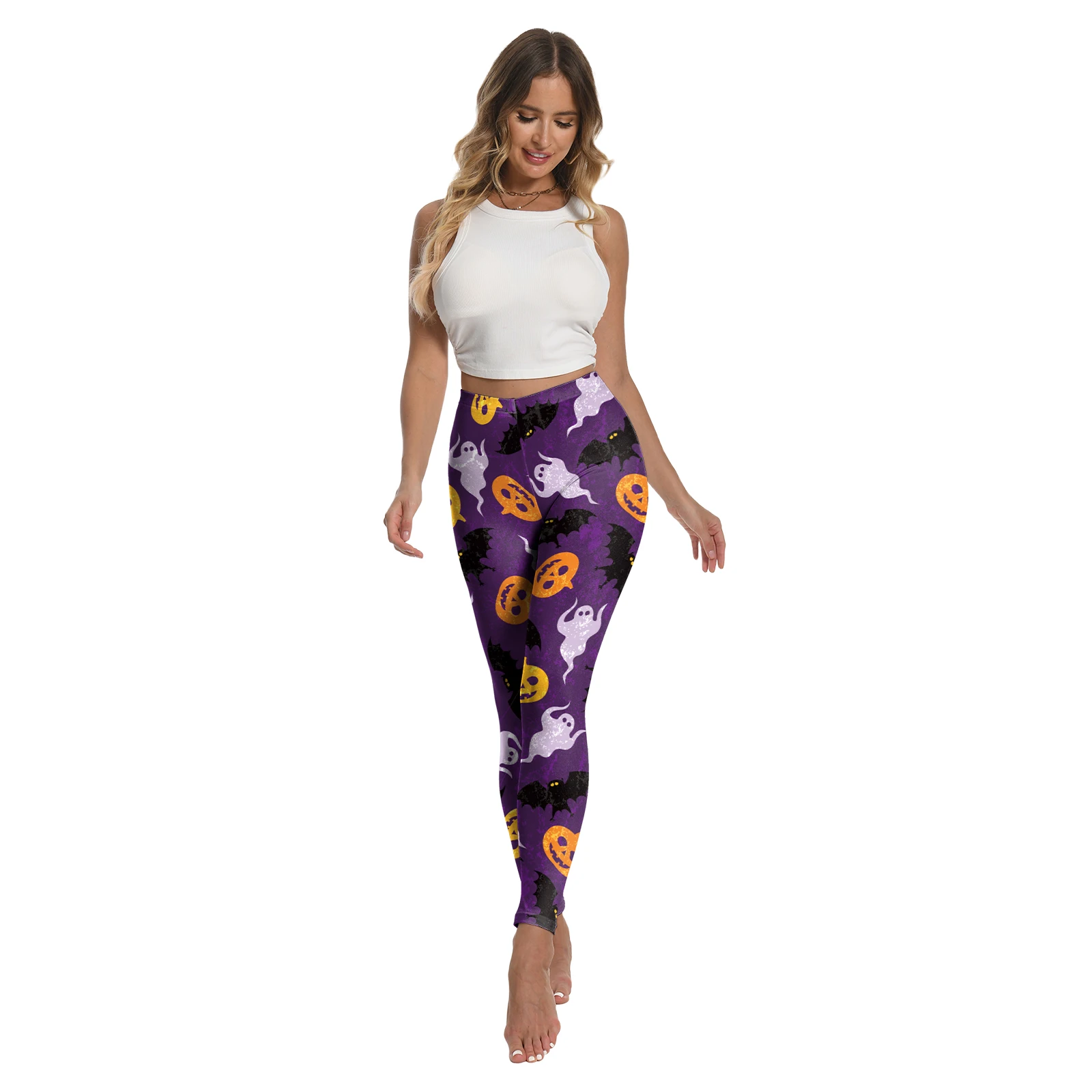 Leggings de yoga para mujer, pantalones ajustados con estampado 3D de calabaza gótica de Halloween, pantalones deportivos de calabaza aterradores