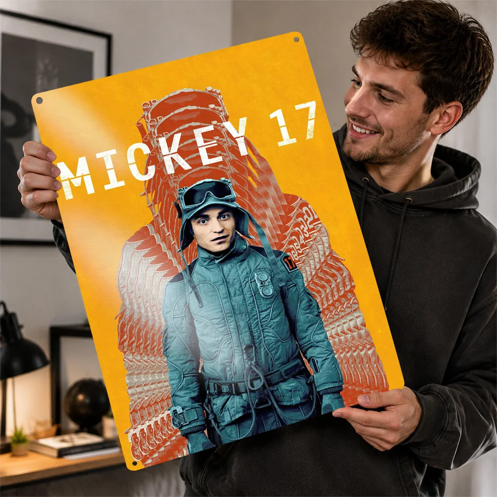 Mickey 17 Movie Metal Poster Cinema Wall Art Customized Retro Tinplate Sign for Man Cave Home Decor Film Fan Gift Display Plaque