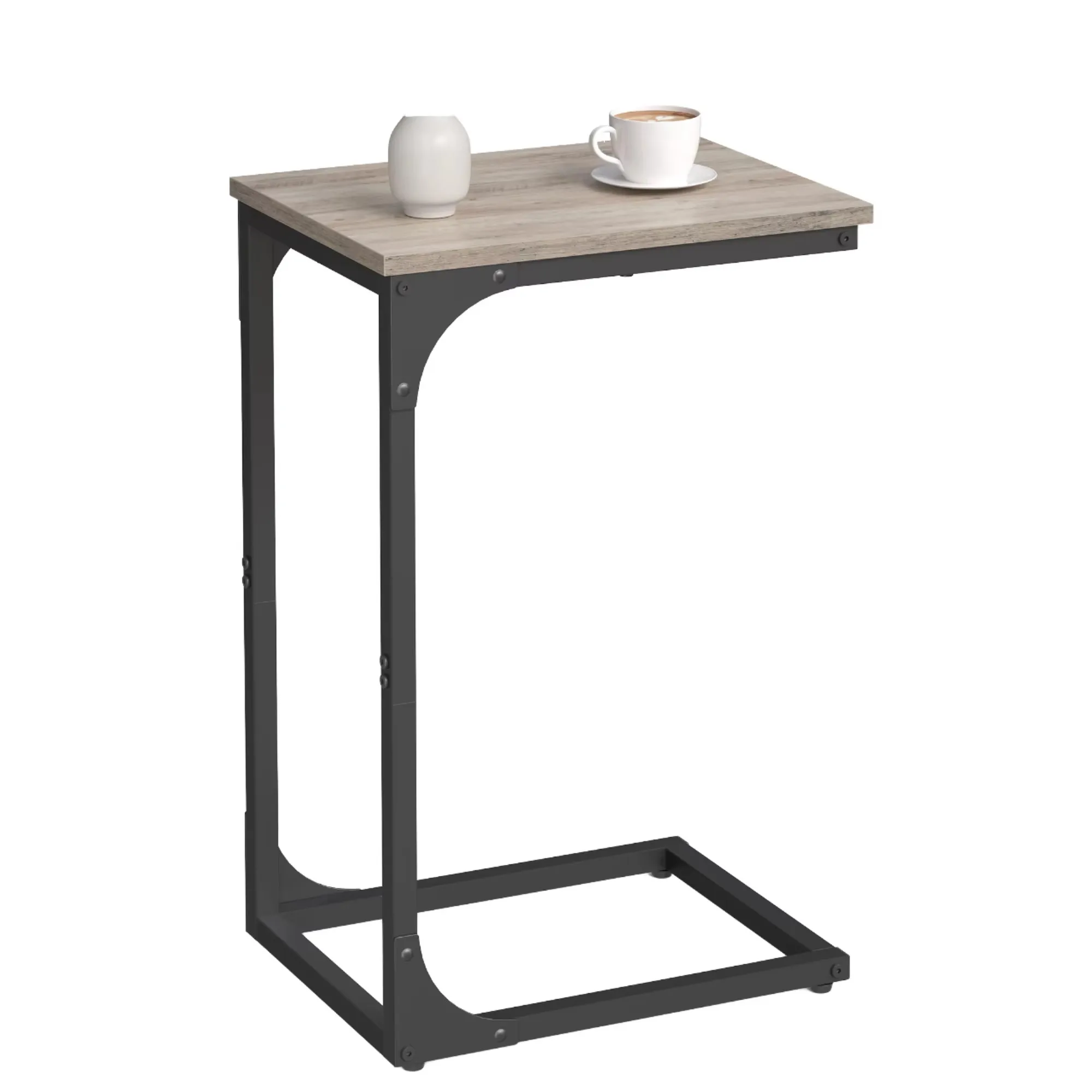 

￥#Modern C-Shaped Side Table for Sofa End Table with Metal Frame Large Surface Couch Table for Living Room Bedroom Home Office
