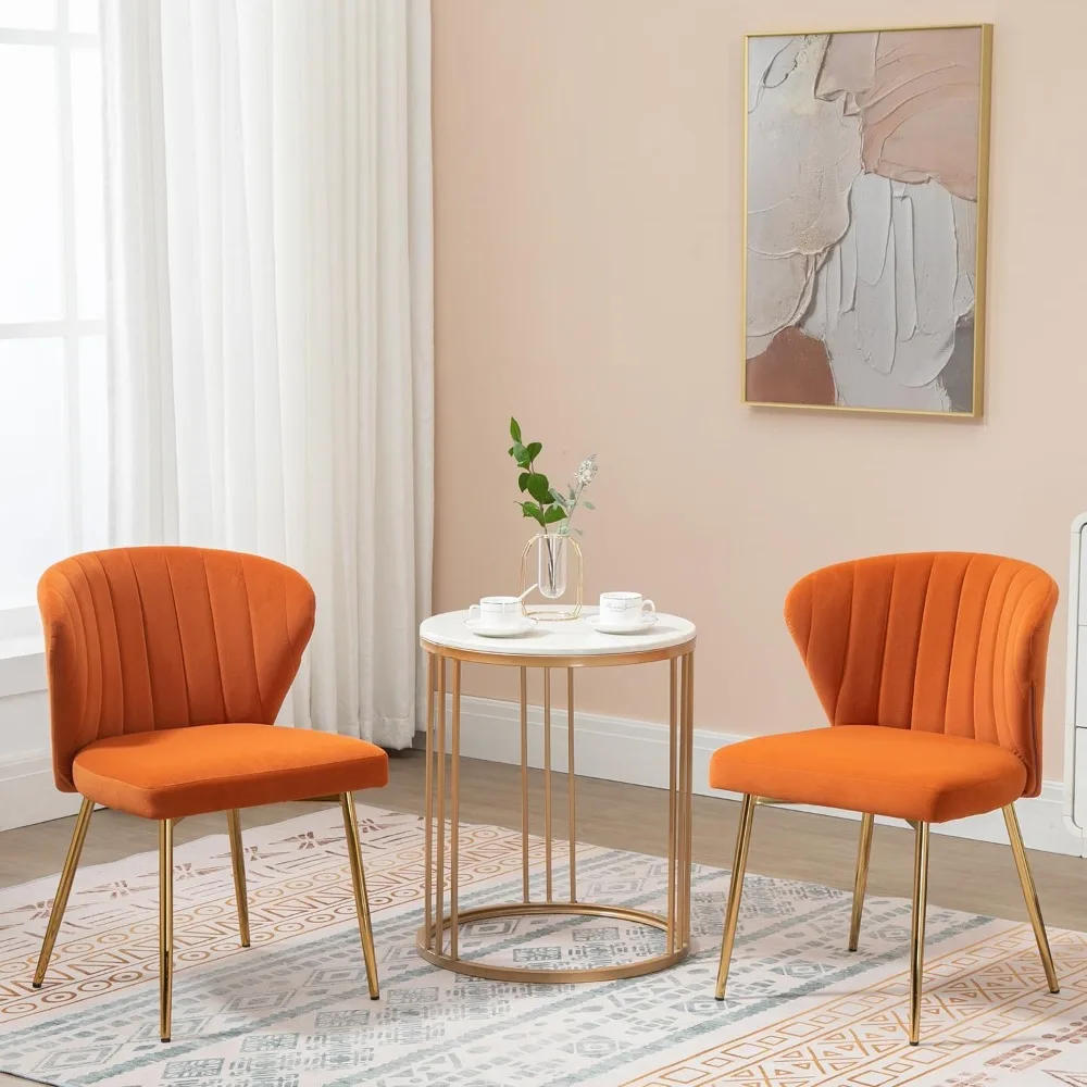 

Velvet Dining Chairs Set of 2, Modern Upholstered Vanity Chairs with Golden Metal Legs for Dining Room Kitchen Vanity Patio
