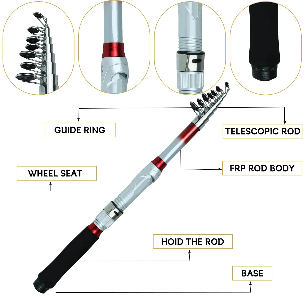 Fotografia 4: Conjunto de Vara de Pesca Telescópica com Carretilha - Equipamento Completo para Pesca em Água Salgada