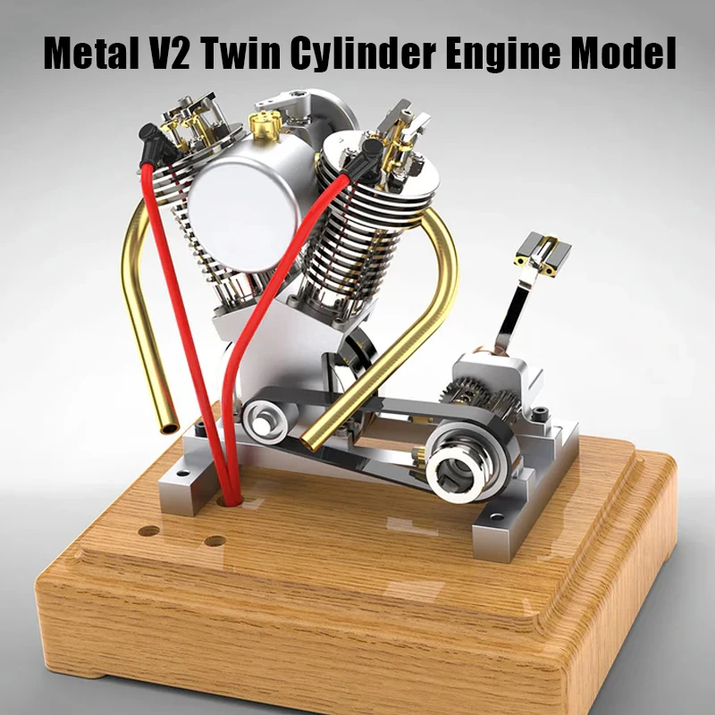 소형 V2 트윈 실린더 엔진 모델 4.4CC RTR 버전 금속 4행정 내연기관 CNC 장난감