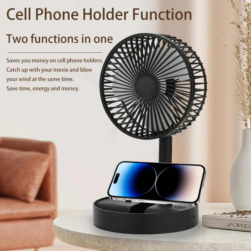 New telescopic folding mini fan dormitory desktop USB mute portable storage small electric fan